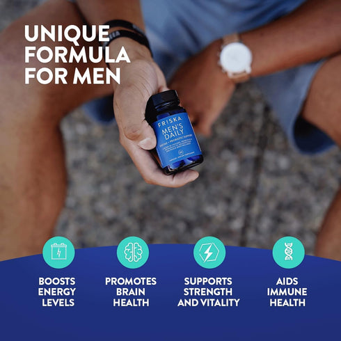 FRISKA Men’s Daily Digestive Enzyme and Probiotics Supplement, Natural Support for Male Digestive Health, Bloating, Gas, Indigestion Relief, Suppo...