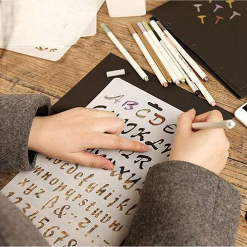 8Pcs Plastic Letter Stencil, Alphabet Stencils Plastic Lettering Number Guide Set for DIY Craft Spraying Painting Drawing Diary Scrapbook...