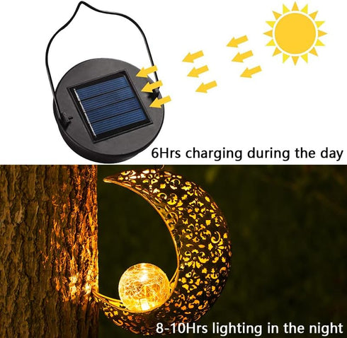 Hanging Solar Lights Outdoor Waterproof Garden Decor,Metal Decoration Moon Gifts for Yard Clearance Front Porch Lawn Driveway Patio Backyard Pathw...