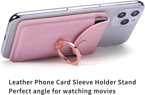 Credit Card Holder for Back of Phone with Ring Stand Stick on Phone Wallet Ultra-Slim Self Adhesive RFID Blocking Ring Pocket Wallet(Finger Ring P...