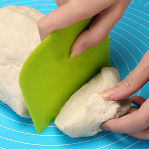 Dough Scraper Bowl Scraper Bread Cream Cake Pizza Cutter Bench Scraper- Flexible Plastic Multi-Function Kitchen tools, 2 Piece White-Green...