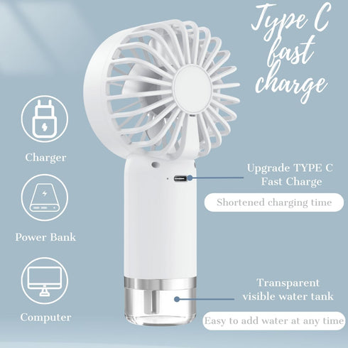 Portable Fan with Mist, Personal Mini USB Fans Rechargeable, Misting Handheld Fans for Travel, Outdoor, Office...