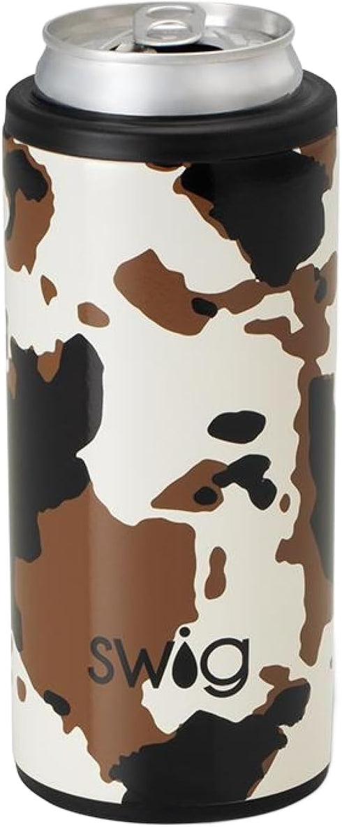Swig Life Skinny Can Cooler, 12oz Insulated Slim Can Holder, Stainless Steel Cooler, Covers for Tall Beer Bottles, Beach Accessories for Women (Ha...