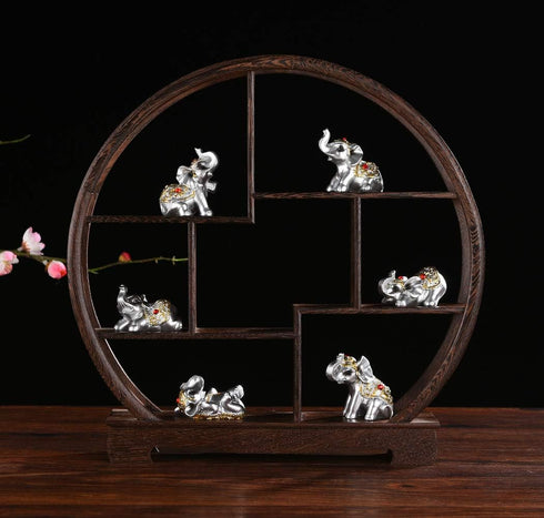 BRABUD Silver Resin Small Elephants Statues Home Decoration Collection Gift Set of 6 BS122 (Silver)...