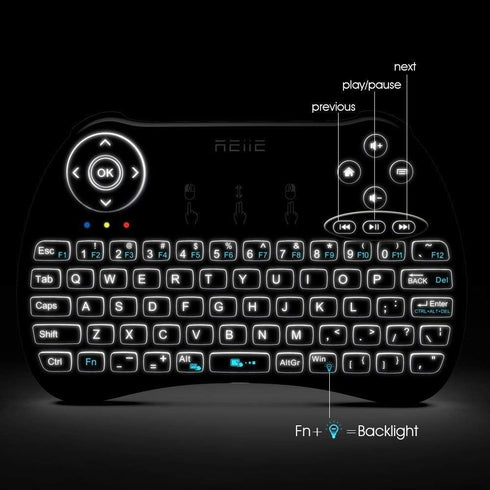 (Backlit Version) H9+ Mini Keyboard,2.4GHz Wireless Mini Handheld Smart TV Remote Keyboard with Touchpad for PC,Raspberry Pi 2, Pad, Smart TV, And...