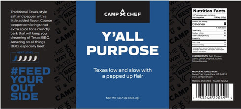 Camp Chef Y'all Purpose Seasoning 10.7 oz Net Wt...