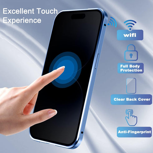 Magnetic Titanium for iPhone 15 Plus Privacy Case, Anti peep Magnetic Adsorption Double Sided Tempered Glass Full Body Case, Privacy Screen Protec...