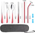 Travel Utensils Set with Case Reusable Portable Cutlery Set Stainless Steel 8pcs Including Dinner Knife Fork Spoon Chopsticks straws (Gradient Red...