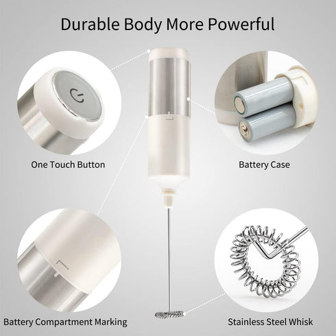Milk Frother Handheld Battery Operated, Waterproof Electric Whisk Foam Maker for Coffee, Durable original Drink mixer for Latte, Cappuccino, Hot C...