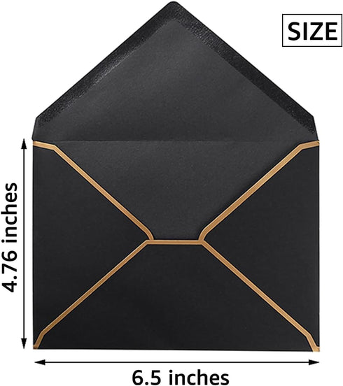 50 Pack A6 Envelopes 4x6 Card Envelopes Self-Adhesive V Flap Envelopes with Gold Border for Office, Wedding Gift Cards, Invitations, Graduation, B...