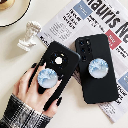 Clear Crystal Collapsible Expandiing Moblile Phone Grip Stand Holder for Smartphones and Tablets Cell Phone Accessory (White Wave)...