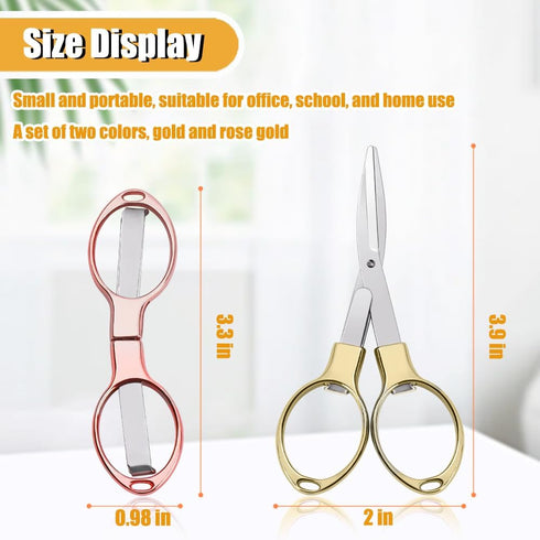2PCS Folding Scissors, Portable Travel Scissors, Gift for Men Glasses Shaped Mini Shear Telescopic Cutter, Anti Rust Stainless Steel Scissors for ...