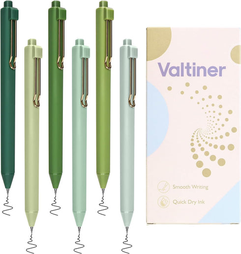 6Pcs Retractable Gel Ink Pens, 0.5mm Black Fine Point, Quick Dry, Smooth Writing, Aesthetic Morandi Gel Pen for Journaling Note Taking School Offi...