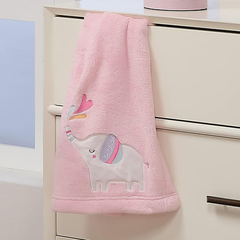 Bedtime Originals Elephant Dreams Appliqued Soft Fleece Baby Blanket - Pink...