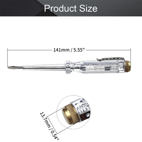 Fielect Test Screwdriver, Voltage Detector Pen Light Circuit Tester Electric Test Pen Screwdriver Neon Tube AC/DC 100-500V Clear 1pcs...