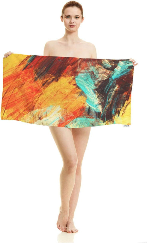 oFloral Bright Artistic Splashes Hand Towels,Abstract Painting Multicolor Dynamic Modern Futuristic Pattern Soft Comfortable Towel for Bath/Kitche...