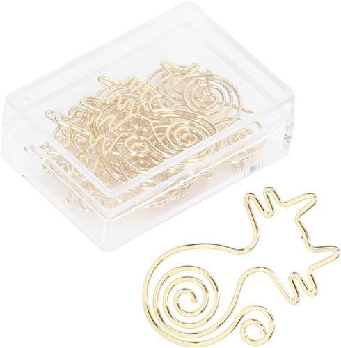100PCS Paper Clips, Cute Cat Paper Clips Gold Paper Clips Animal Shaped Paper Clips Fun Paper Clips Decorative Paper Clips Cat Bookmark Clips Cat ...