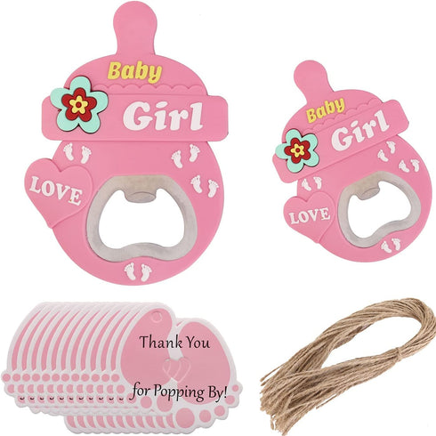 24 pcs Pink Bottle Opener Baby Shower Favor for Guest, Girl Baby Shower Party Souvenir/Keepsake/Decoration, PVC Metal Bottle Opener for Beer (Pink...