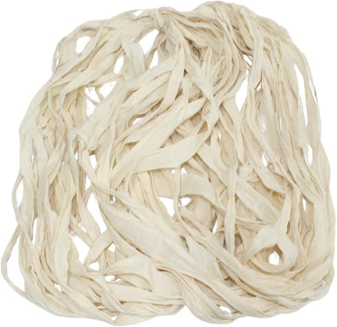 Khadi Cotton Ribbon Yarn- Used for knitting sweaters or scarves,and Unique crafts, Khadi Cotton Natural Matte ribbon yarn 22 Yards -70 Gm......