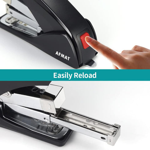 Stapler for Desk, 50 Sheet Effortless Stapler, Desktop Stapler Staple with One Finger, Portable Handheld Ergonomic Stapler Heavy Duty, Built-in St...