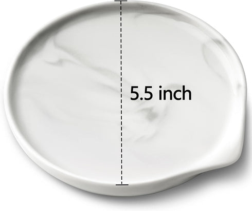 Large Spoon Rest,Ceramic Spoon Rest for Kitchen Counter Dishwasher Safe Marble Decor Spoon Holder for Kitchen,5.5 Inches...