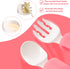 Baby Self Feeding Training Spoon and Fork Set with Travel Case, BPA-Free Cute Circle Toddler Training Utensils, Silicone/ABS Great Tableware Set S...