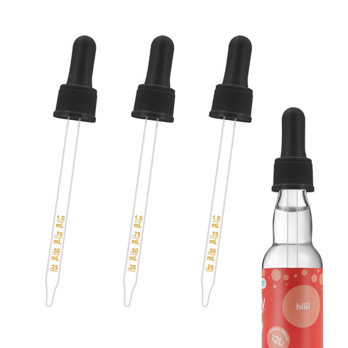 Glass Dropper Pipettes Compatible with SodaStream Bubly Bubbly Drops Flavors for Soda Stream Accessories (Black, 3Pcs)...