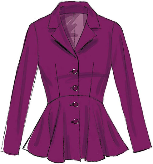 McCall's Patterns M7513 E5 Misses' Notch-Collar, Peplum Jackets, Size 14-22 (7513)...