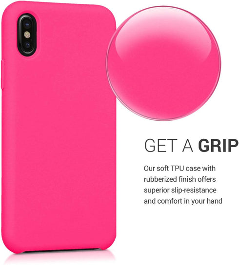 kwmobile Case Compatible with Apple iPhone X Case - TPU Silicone Phone Cover with Soft Finish - Neon Pink...
