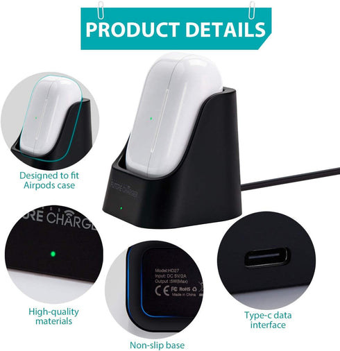 Airpods Charger, Wireless Charger for Airpods Pro and Airpods -Black......