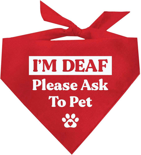 I'm Deaf Please Ask to Pet Dog Bandana (Red, OS 584)...