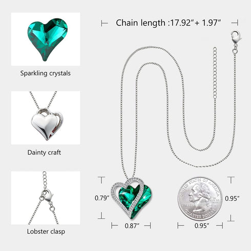 Love Heart Pendant Necklaces for Women Crystals Jewelry Gifts for Women Her Girlfriend Mother's Wife Christmas Birthday Anniversary Valentines Day...
