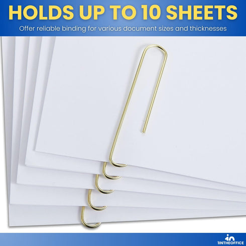 1InTheOffice Jumbo Paper Clips, Gold, Smooth, 100/Pack...
