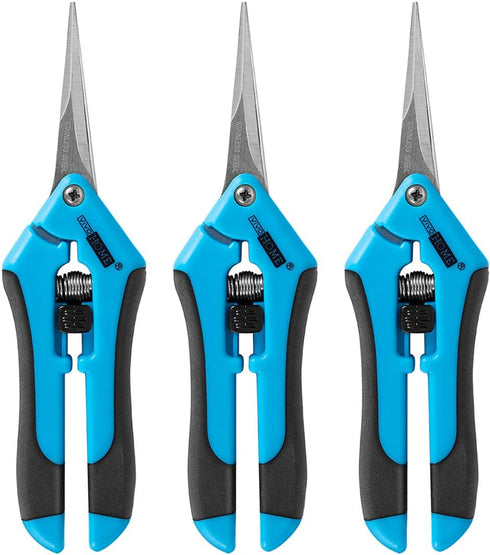 VIVOHOME Gardening Hand Pruner with Straight Stainless Steel Blades Non-stick Pruning Shear Bonsai Cutter Blue for Potting (Pack of 3)...