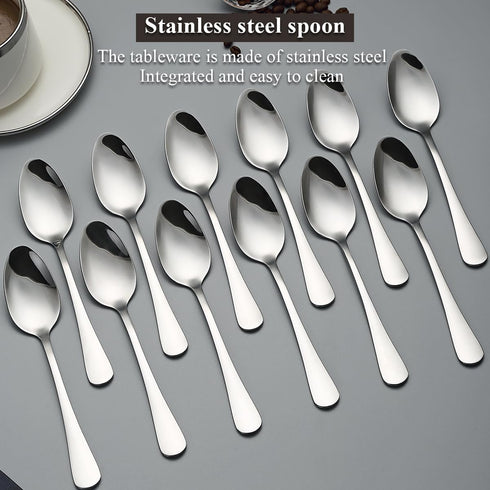 Dinner Spoons 12 Pieces, Stainless Steel 7.28inch Spoons, Dessert Spoons, Table Spoon, Soup Spoons, Easy To Clean, Dishwasher Safe...