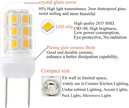 G8 LED Bulb 120V 30W Halogen Light Bulb Lamp for Over The Range Microwave Hood, Kitchen Over Stove Light Surface Light Bulbs for GE Microwave Oven...