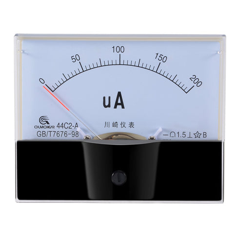uxcell Analog Current Panel Meter DC 0-200uA 44C2 Ammeter 100x12.7x80mm for Circuit Testing Charging Battery Ampere Tester Gauge Pack of 1...