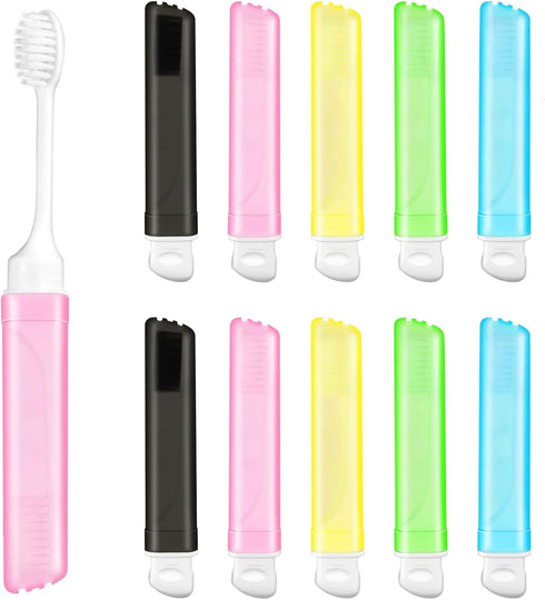 WSSROGY 10 Pack Travel Toothbrush Bulk Folding Toothbrush with Toothbrush Box Potable Travel Toothbrush for Travel Camping Home...