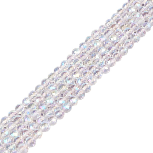 Aqua Aura Clear Quartz 4mm Faceted Round Beads Loose Beads 16 Inch for Jewelry Making Beads...
