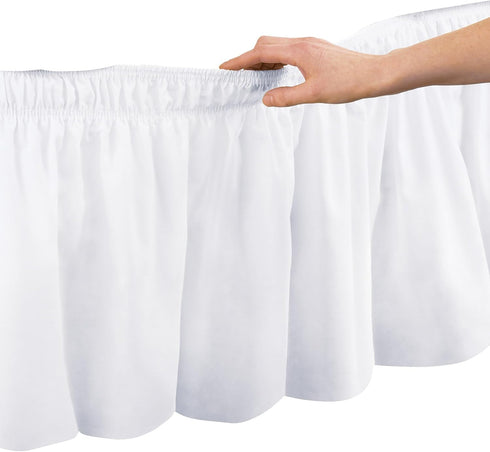 Collections Etc Wrap Around Bed Skirt, Easy Fit Elastic Dust Ruffle, White, Queen/King...