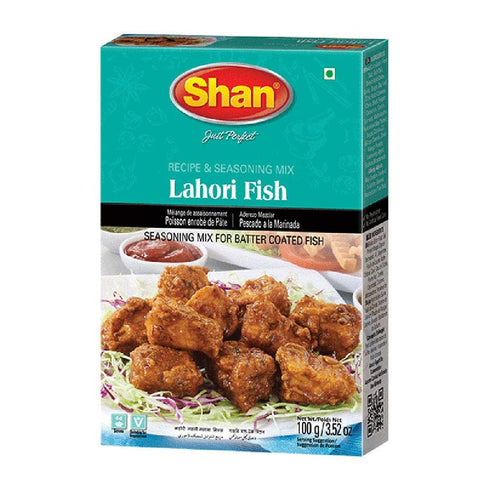 Shan Lahori Fish Recipe and Seasoning Mix 3.5 oz (100g) - Spice Powder for Batter Coated Fried Fish - Suitable for Vegetarians - Airtight Bag in a...