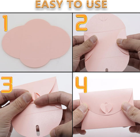 32pcs Heart Clasp Mini Envelopes, Pink Cute Tiny Envelopes, Cute Present Card Holder for Love Letters & Personal Notes, Wedding Greeting Party...