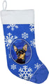Caroline's Treasures LH9290-CS Min Pin Winter Snowflakes Holiday Christmas Stocking Fireplace Hanging Stockings Christmas Season Party Decor Famil...