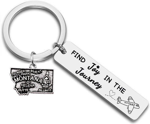 JJTZX Find Joy in The Journey Keychain USA State Map Key Ring Congratulations Gift for Her Retirement Gifts for Women...
