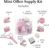 Mini Office Supply Kit Portable Case with Scissors, Mini Stapler,Tape Dispenser,Hole Puncher,Staples Mini Desktop Stapler for Office Or School Sup...