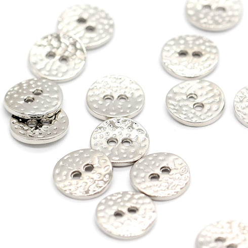 11mm 2 Holes Small Round Metal Buttons, Bright Silver Button for Clothes, Children Shirt, Women Blouse, Top, Cuff, Collar, Cute Handmade Decoratio...
