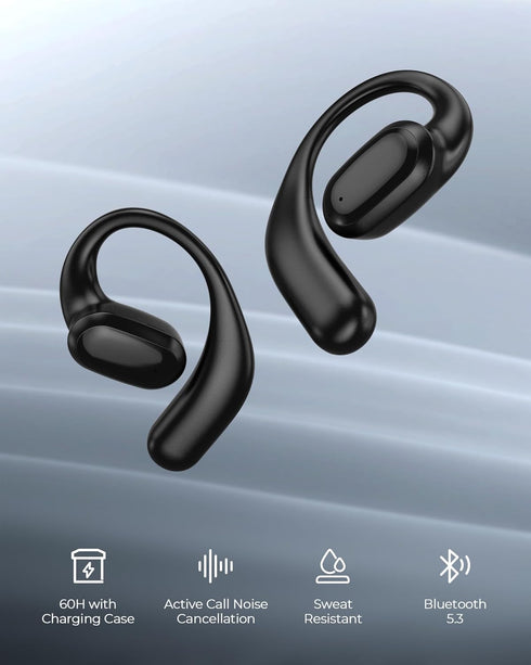 LeMuna Open Ear Headphones, Bluetooth 5.3 Wireless Earbuds with Earhooks, 60 Hours Playtime, Fast Charging, Sweat Resistant, Sport Earphones with ...