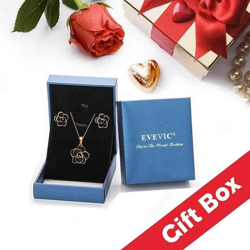 EVEVIC Rose Flower Necklace Earrings Set for Women 18K Gold Plated Hypoallergenic Jewelry Sets (White Daisy/Silver-tone)...