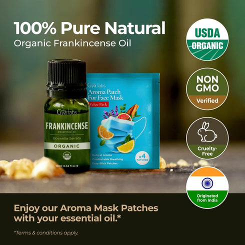 Gya Labs Frankincense Essential Oil - USDA Certified Organic - Boswellia Serrata for Deep Relaxation - 0.34 fl oz - 100% Pure Natural Frankincense...