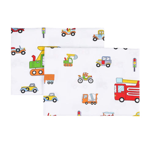 Kids Toddler Pillowcases 100% Cotton 14x19 2 Packs Fits Kid Toddler Bedding Pillow 14x19, 13x18 Small Pillow (Construction Vehicle Cars)...